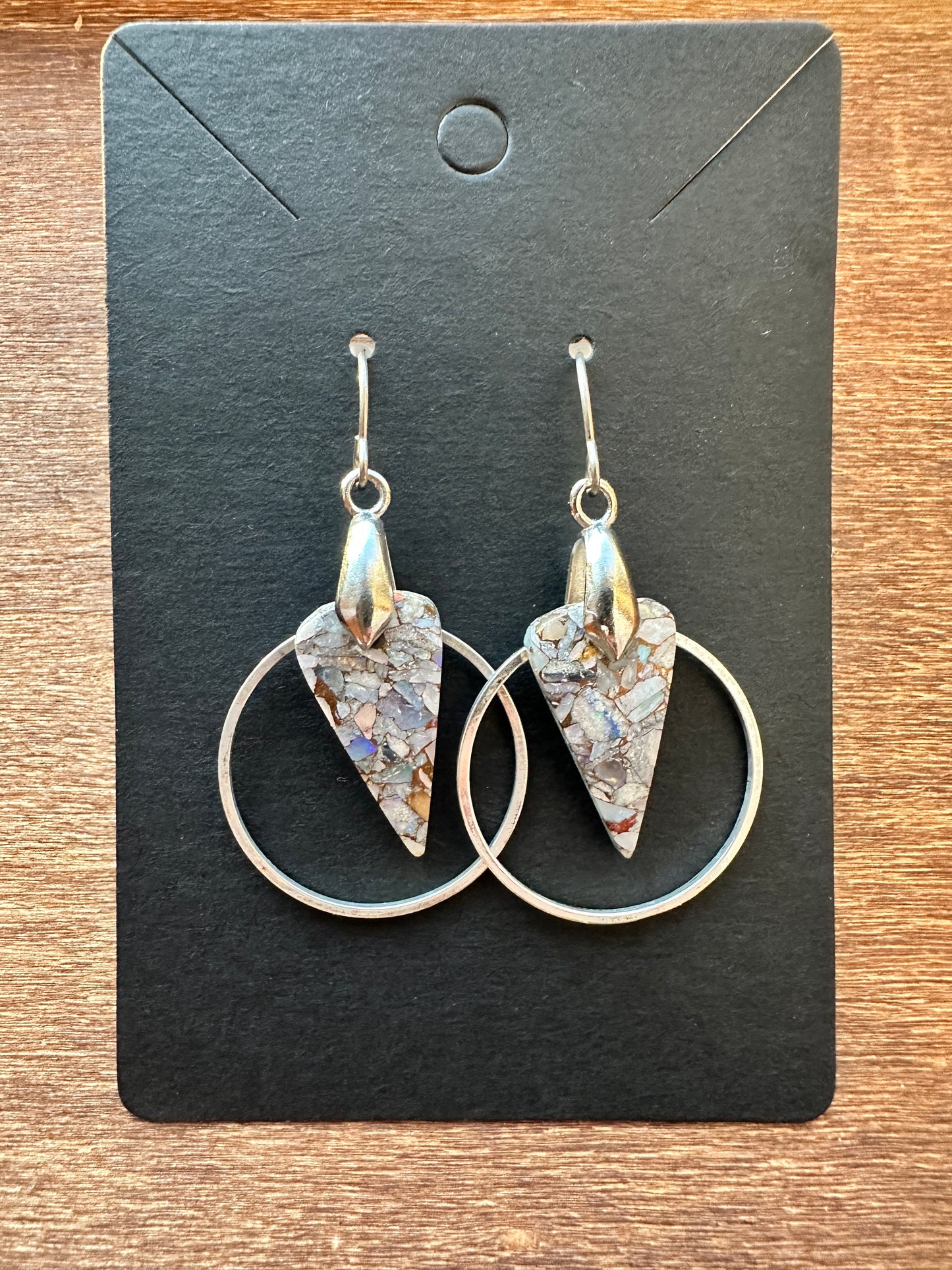 Opal Earrings (triangles with hoops)