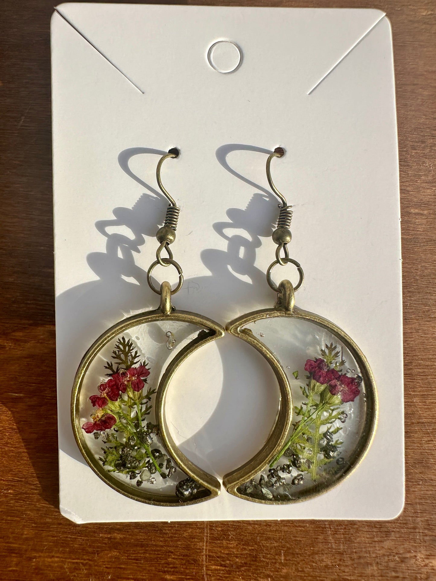 Bronze Moon EarringsYarrow, Yarrow leaves, and Pyrite!