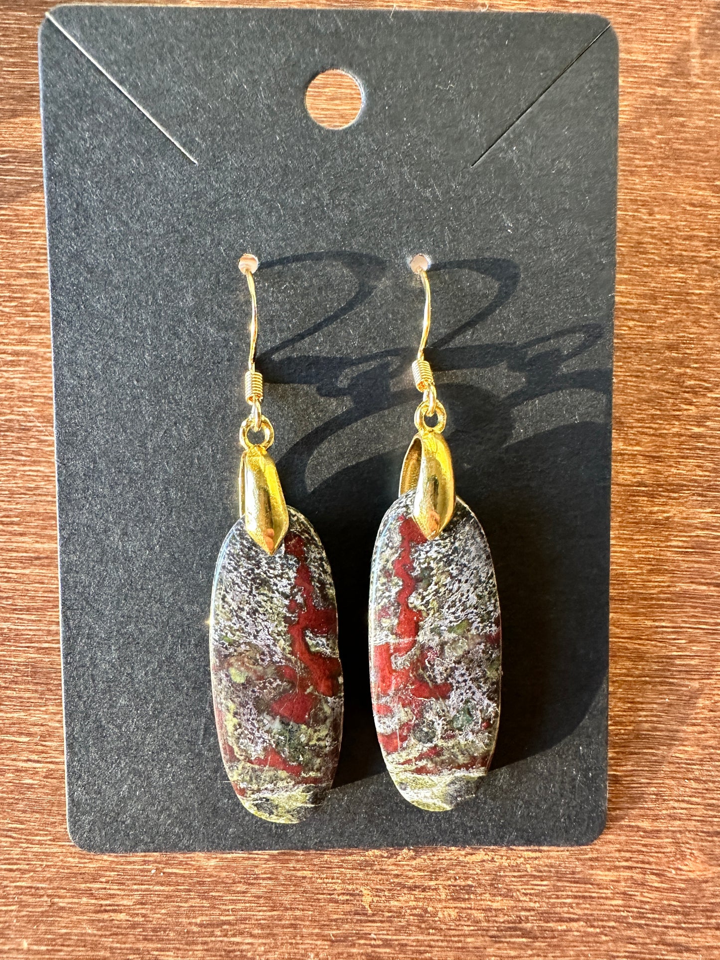 Dragons Blood Jasper Earrings (Long ovals)