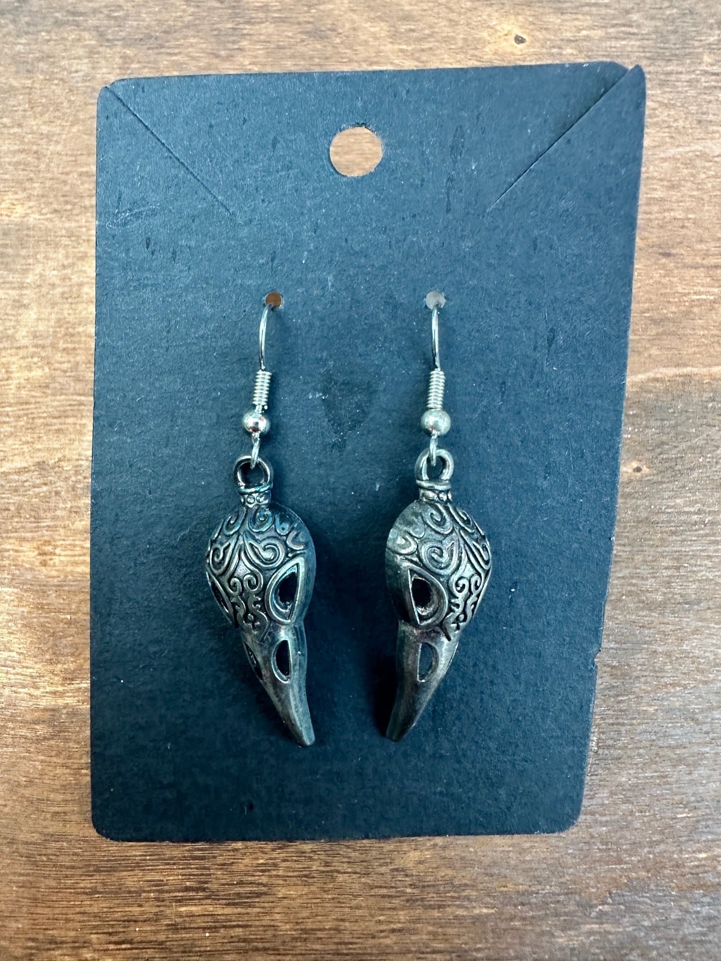 Gunmetal Skull Earrings