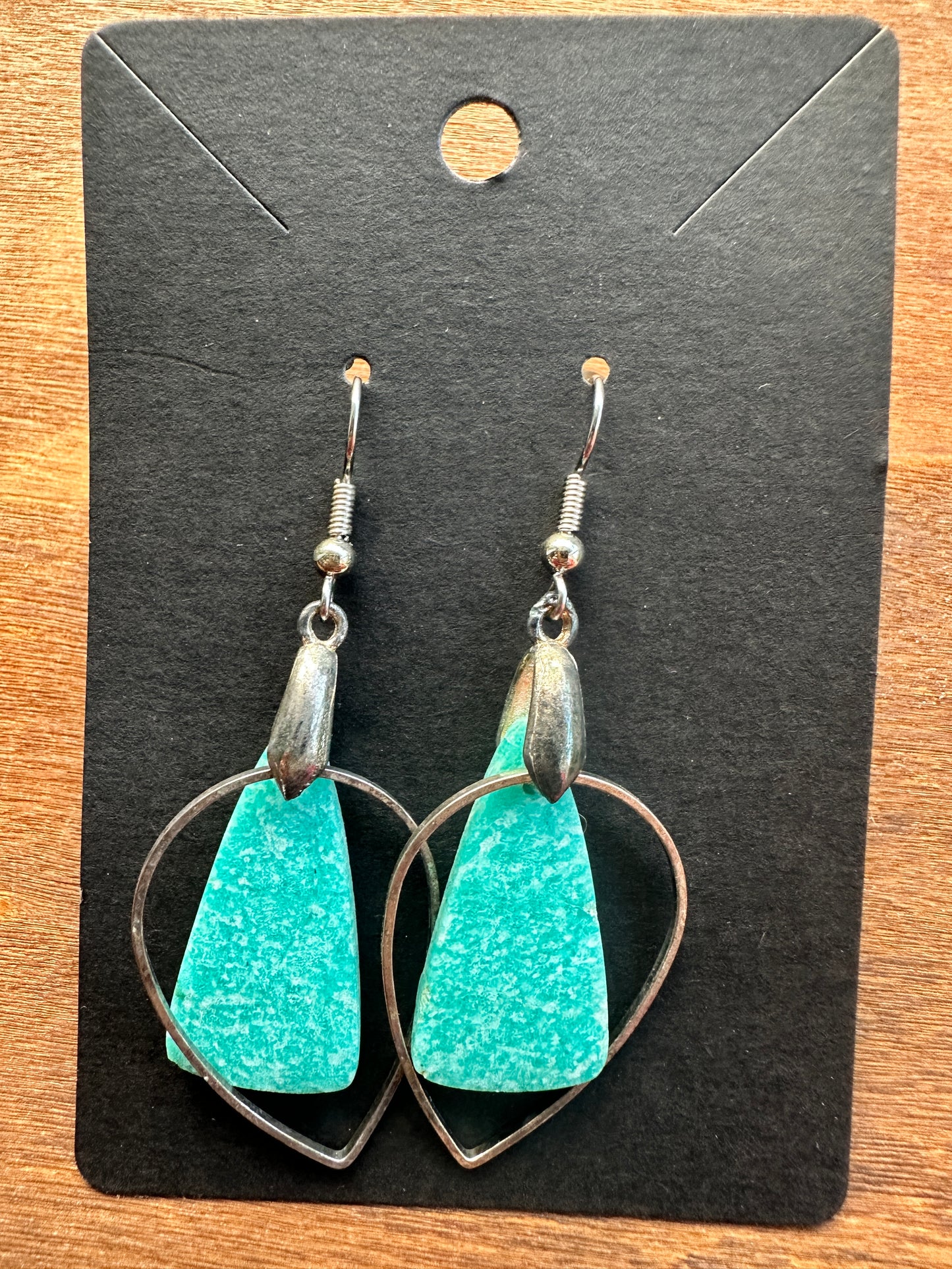 Amazonite Triangle Earrings with Teardrop accents