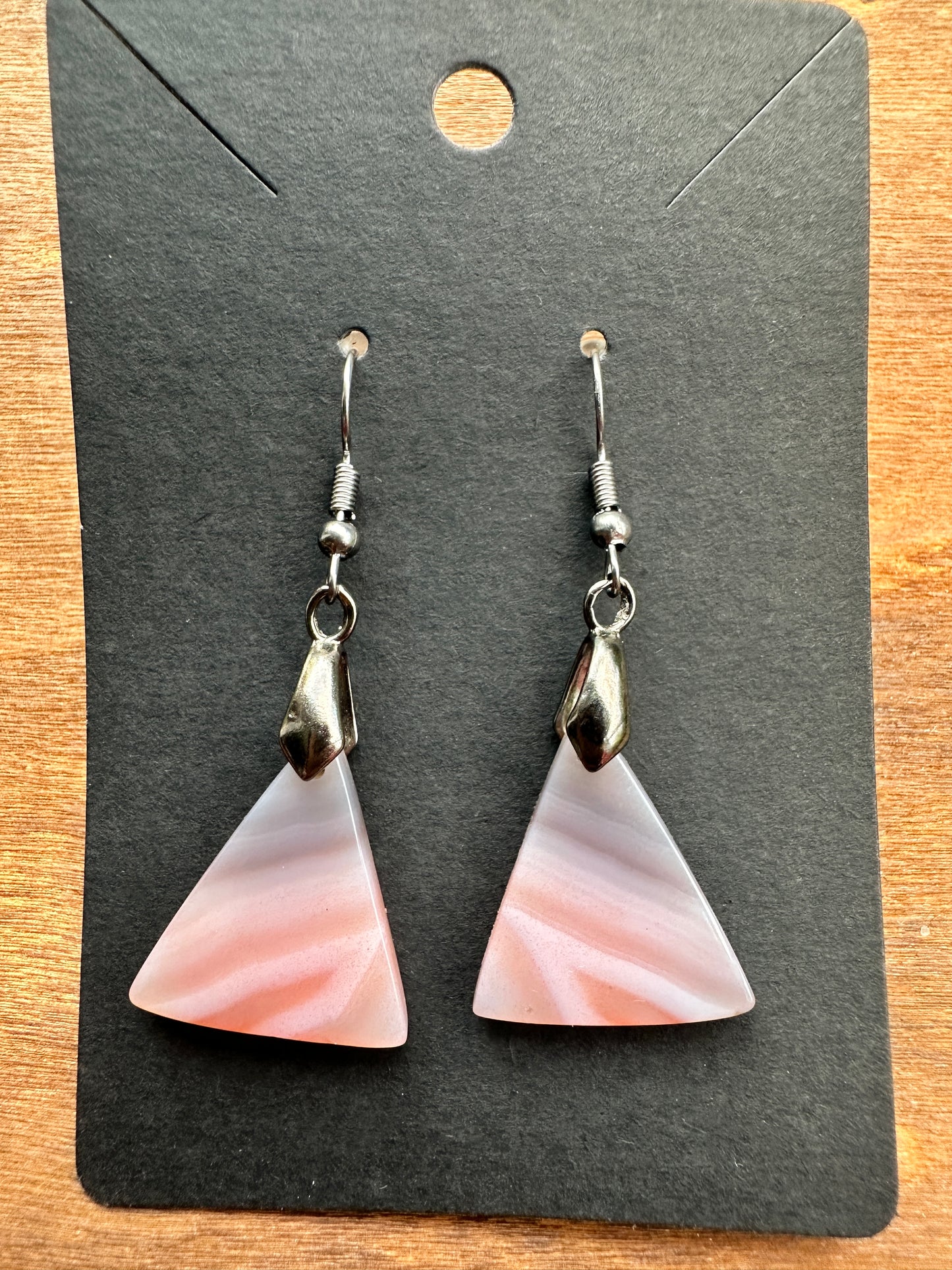 Agate Triangles with Gunmetal colored findings