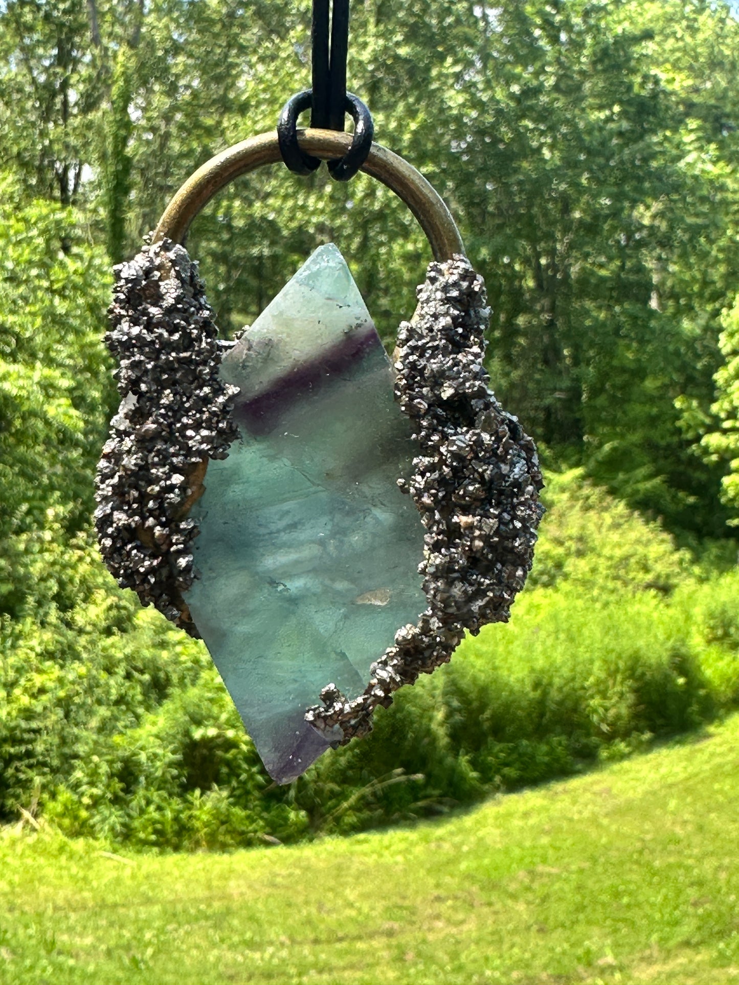 Diamond Green Pyrite & Fluorite Pendant