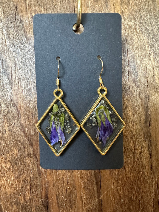 Blue Cardinal & Pyrite Earrings