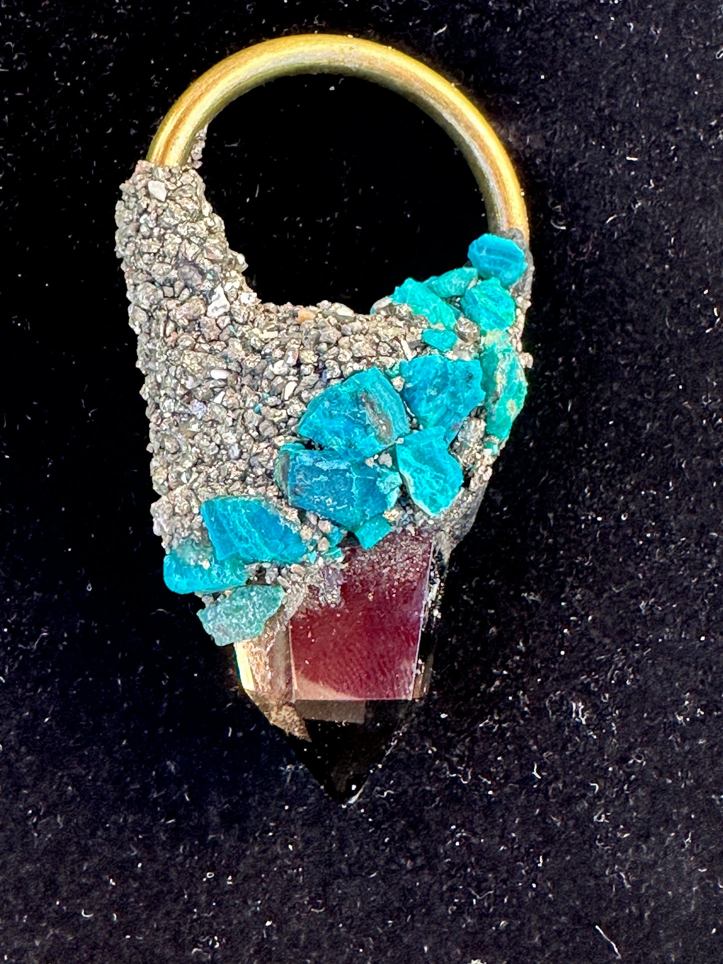 Tahitian Blue - Chrysocolla, Smokey Quartz & Pyrite
