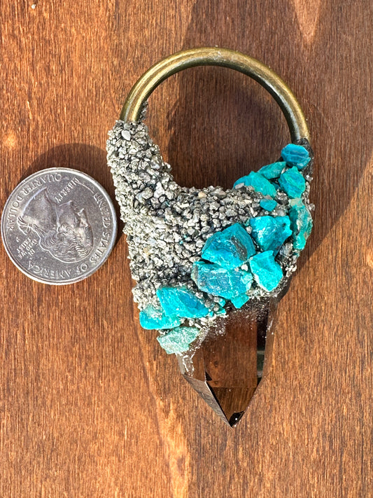 Tahitian Blue - Chrysocolla, Smokey Quartz & Pyrite