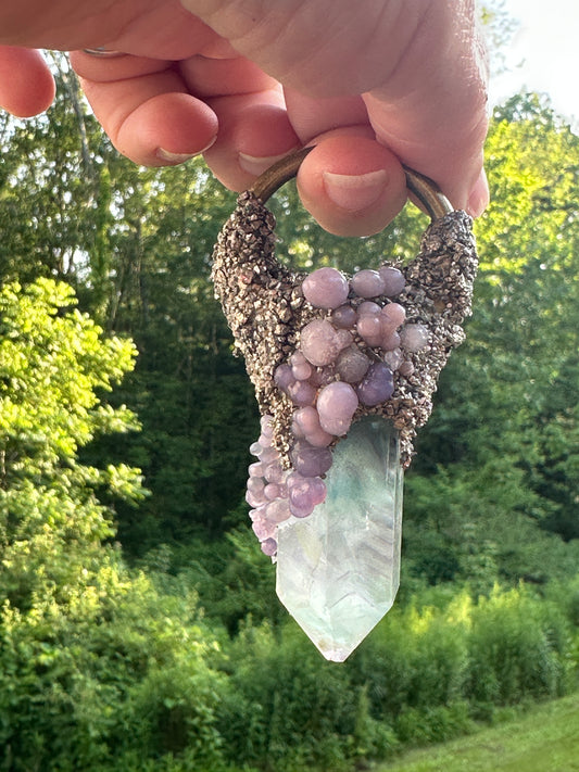 Fairy Magic - Fluorite, Grape Agate, Pyrite Pendant