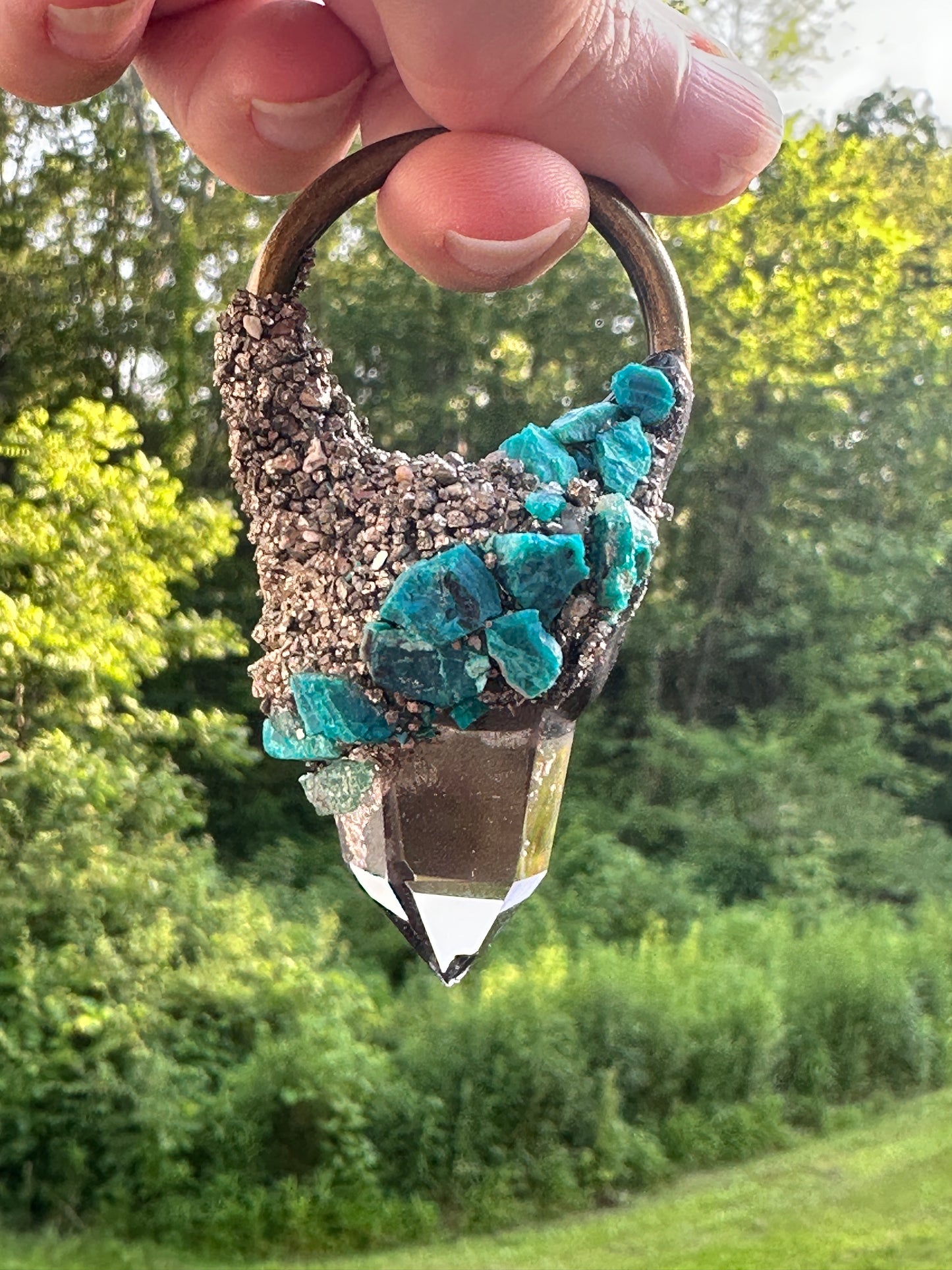 Tahitian Blue - Chrysocolla, Smokey Quartz & Pyrite