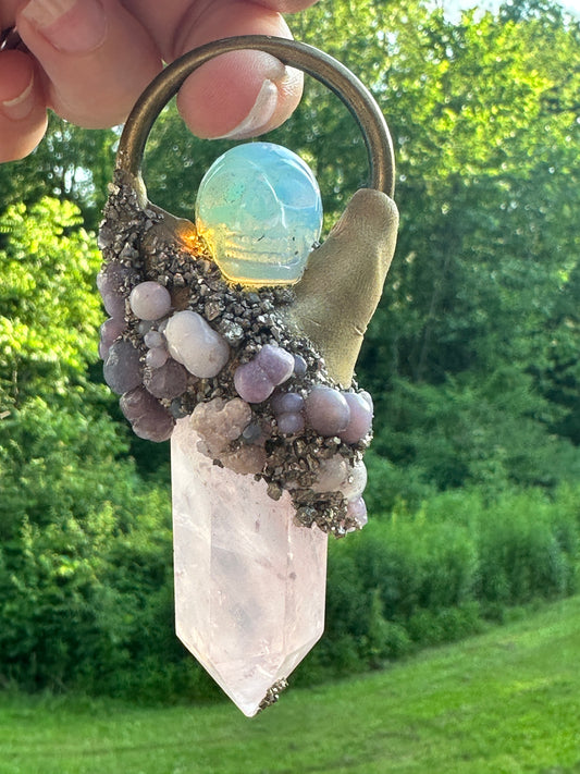 Brazen Bubble Gum - Rose Quartz, Grape Agate, Opalite