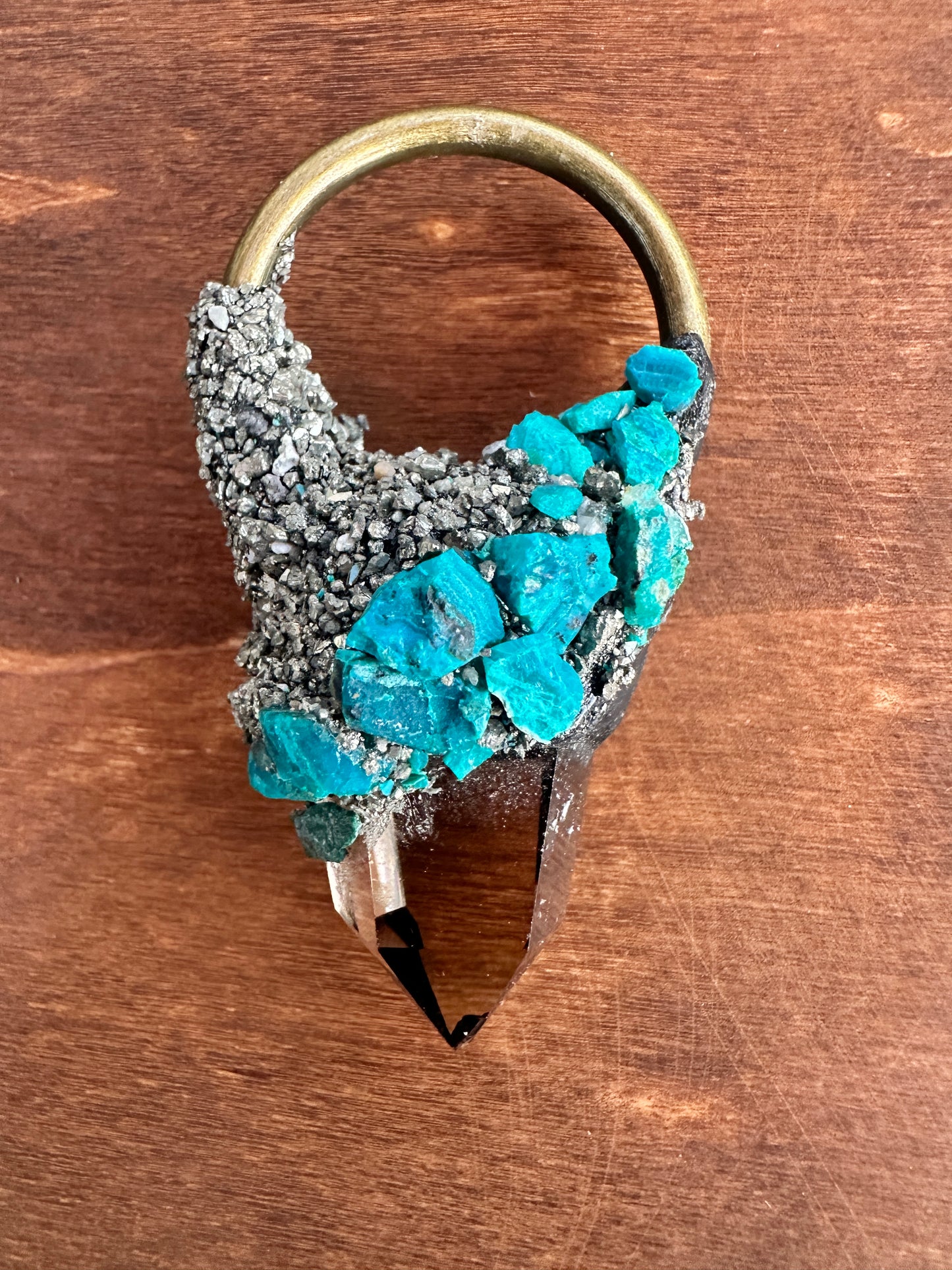 Tahitian Blue - Chrysocolla, Smokey Quartz & Pyrite