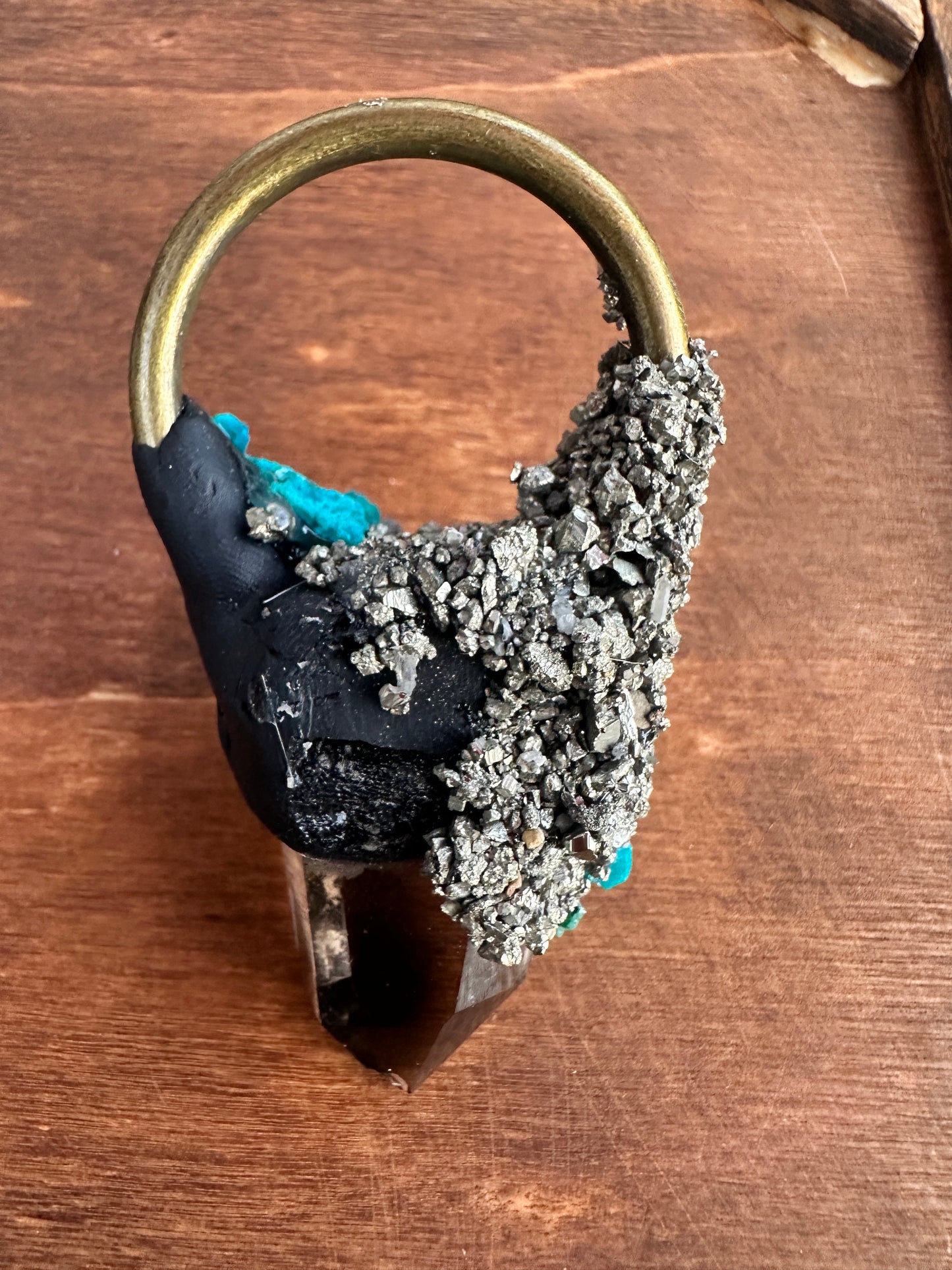 Tahitian Blue - Chrysocolla, Smokey Quartz & Pyrite