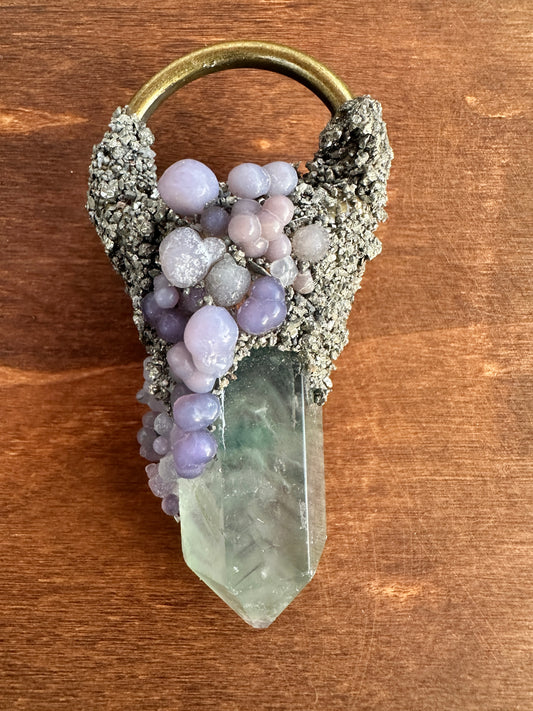 Fairy Magic - Fluorite, Grape Agate, Pyrite Pendant