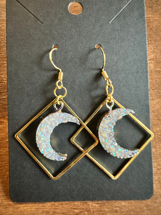 Gold Druzy Moons