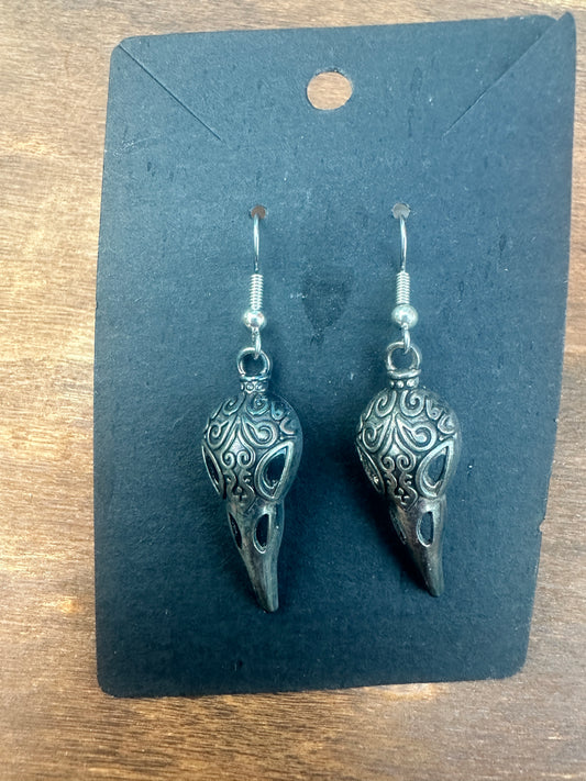 Gunmetal Skull Earrings