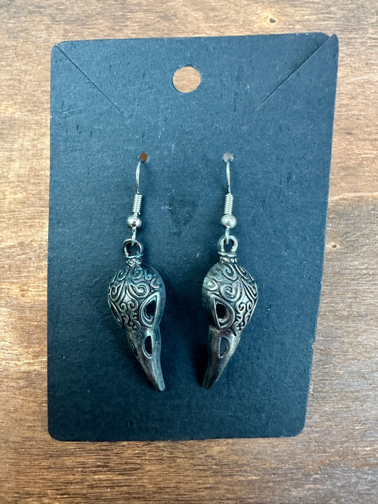Gunmetal Skull Earrings