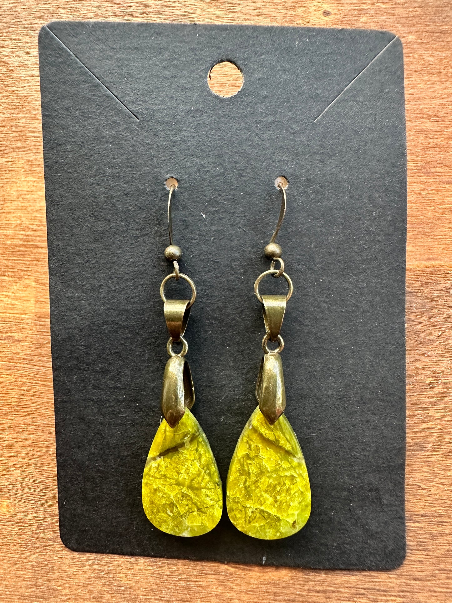 Green Opal with Brass Toned Accents