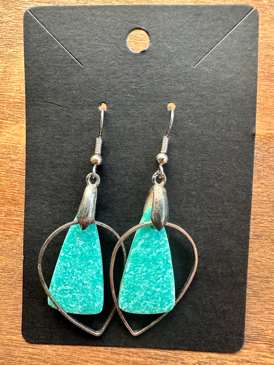 Amazonite Triangle Earrings with Teardrop accents