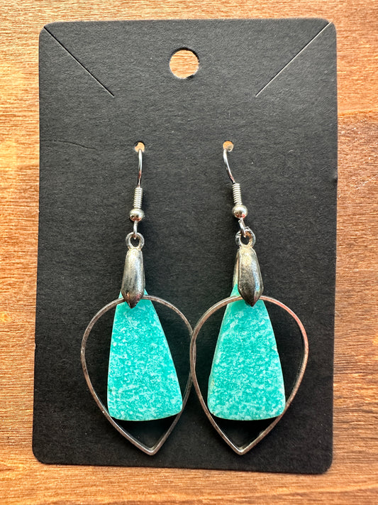 Amazonite Triangle Earrings with Teardrop accents