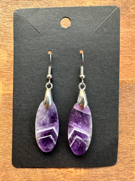 Amethyst Chevron Ovals (Silver toned)
