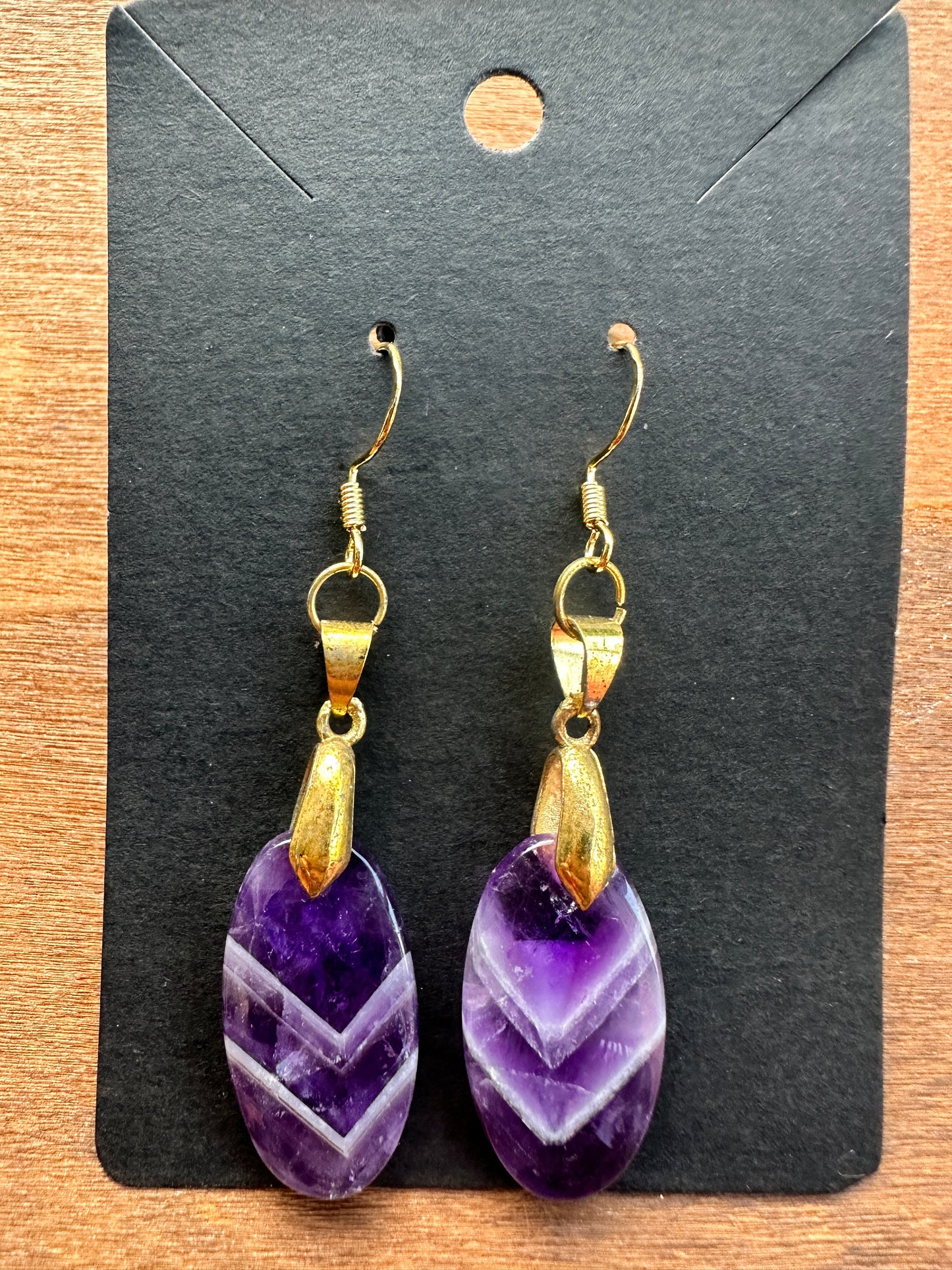 Amethyst Chevron ovals (Gold Toned)