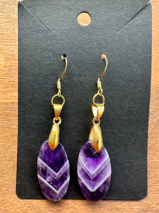Amethyst Chevron ovals (Gold Toned)