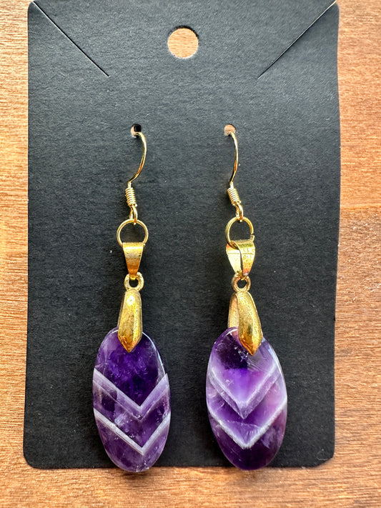 Amethyst Chevron ovals (Gold Toned)
