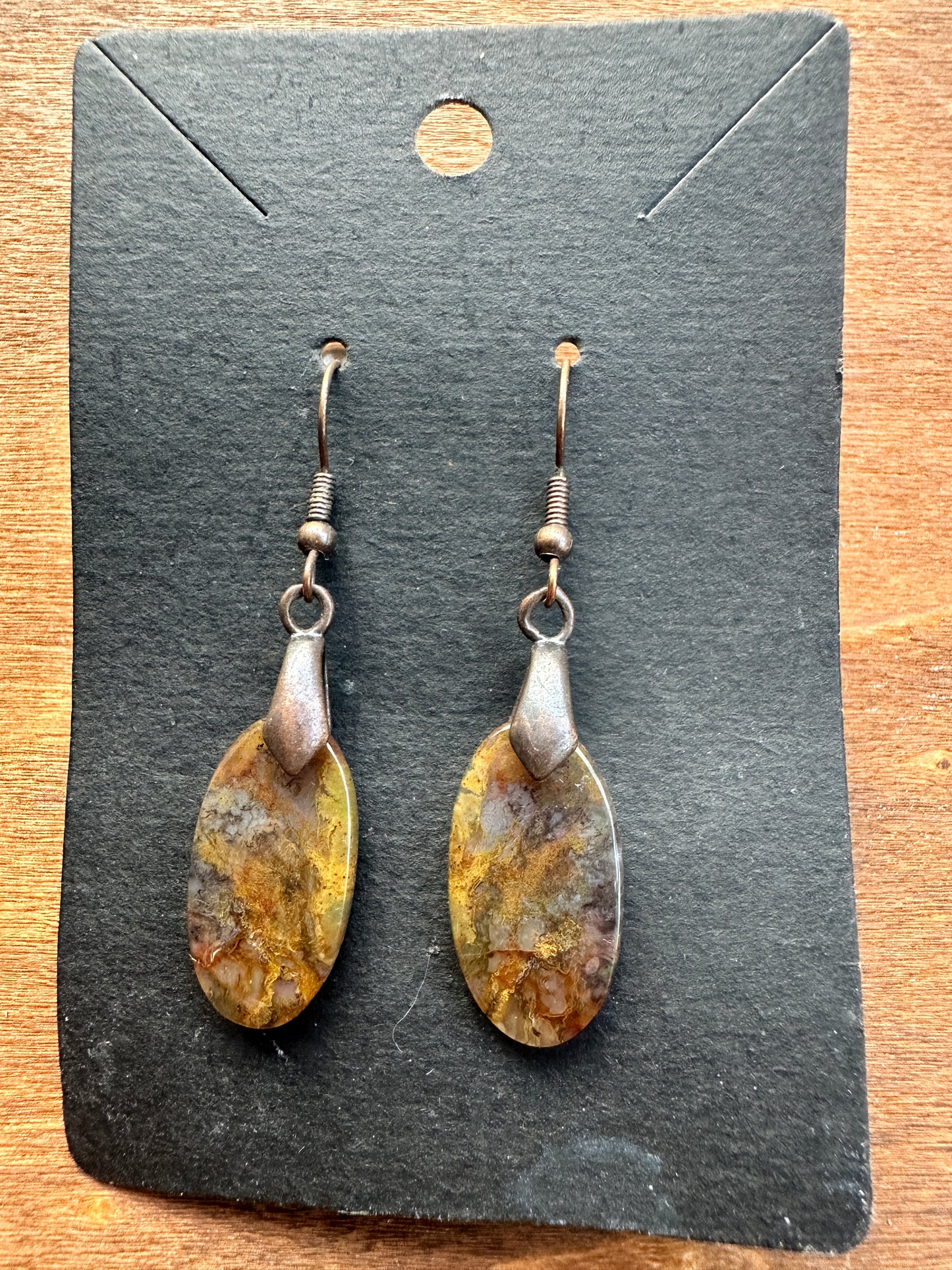 Moss Agate Earrings with Copper