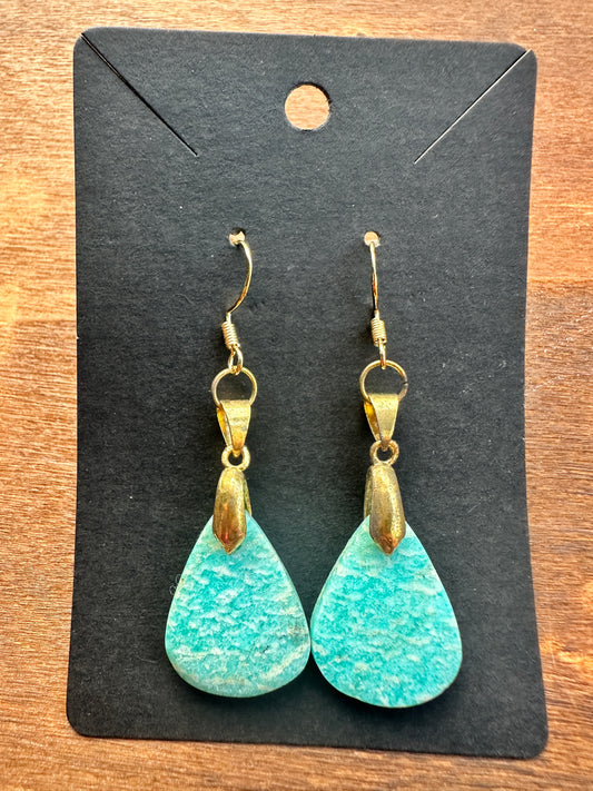 Amazonite Teardrops with Gold-Toned findings