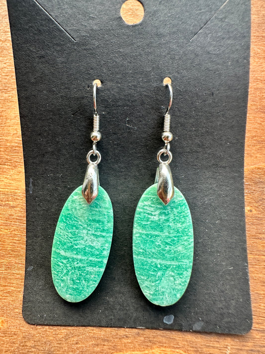 Amazonite Ovals with Silver-Toned Findings