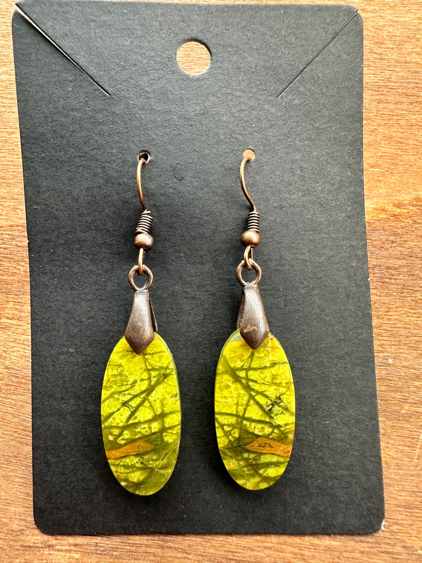 Green Opal Ovals with Copper findings