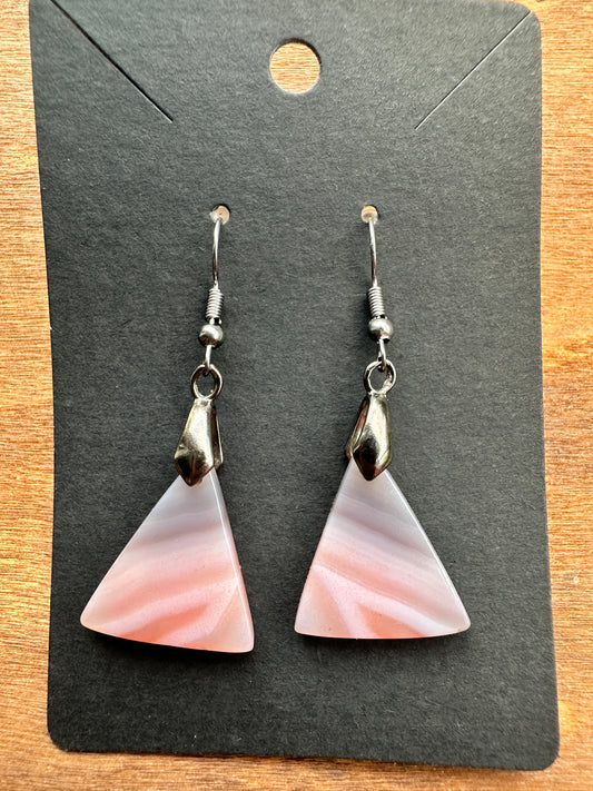 Agate Triangles with Gunmetal colored findings