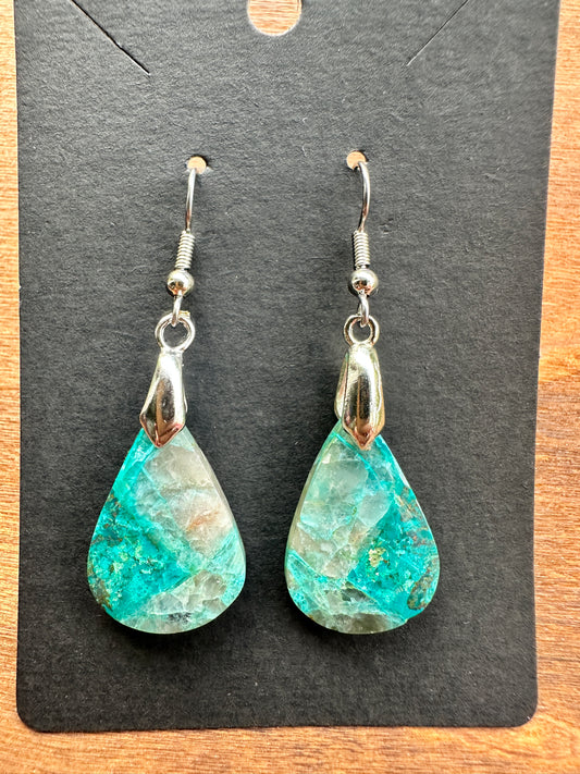 Shattuckite Earrings (Silver toned findings)