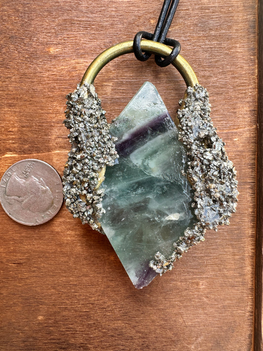 Diamond Green Pyrite & Fluorite Pendant