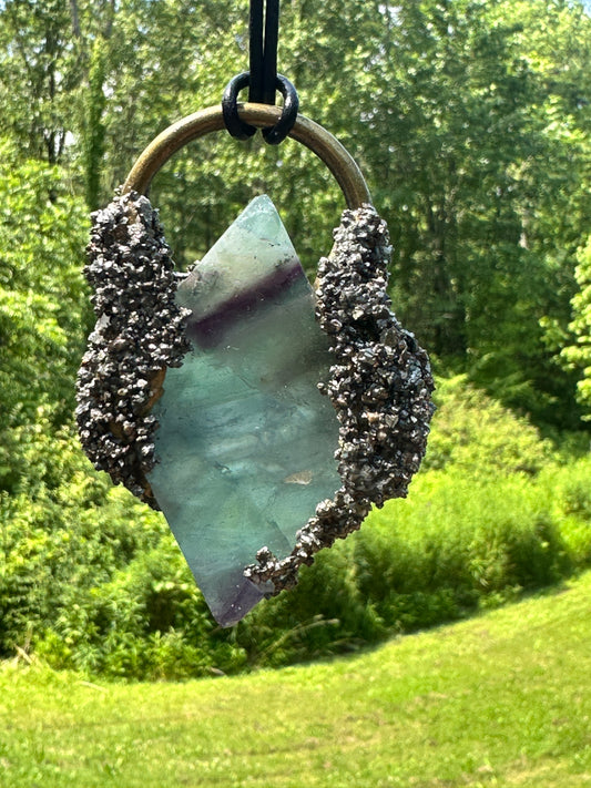 Diamond Green Pyrite & Fluorite Pendant